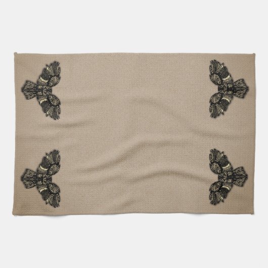 Linge De Cuisine Belle Chouette Rustique (Horizontal)