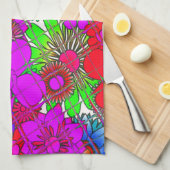 Linge De Cuisine Belle couleur Extraordinaire motif floral design (Quart Plié)