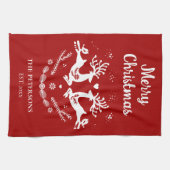 Linge De Cuisine Belle Fête Scandi Rouge Blanc Noël Cerf (Horizontal)