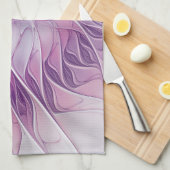 Linge De Cuisine Belle Fleur rose moderne Fractal Art Abstrait (Quart Plié)