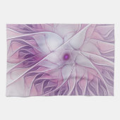 Linge De Cuisine Belle Fleur rose moderne Fractal Art Abstrait (Horizontal)