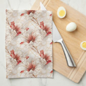 Linge De Cuisine Belle Flore Rouge Blanc (Quart Plié)