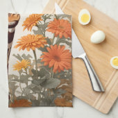 Linge De Cuisine Belle Giraffe et Gerbera Daisy Flowers (Quart Plié)