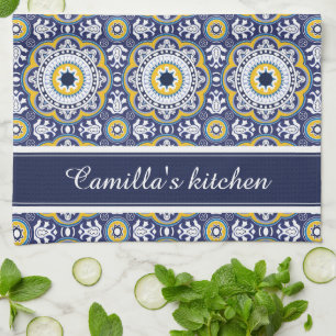 Linge De Cuisine 💙 💛 Belle Méditerranée Vintage Azulejos