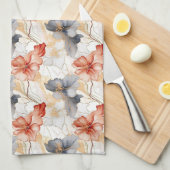 Linge De Cuisine Belle Pêche féminine Bleu et Blanc Floral (Quart Plié)