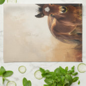 Linge De Cuisine Belle peinture de jument et de poulain (Plié)