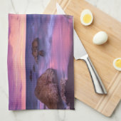 Linge De Cuisine Belle photo côtière du coucher de soleil (Quart Plié)