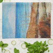 Linge De Cuisine Belle Plage Peinte Et Dunes De Sable Peint (Plié)