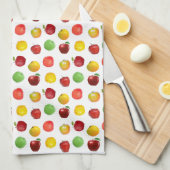 Linge De Cuisine Belle Pommes naturelles colorées sur blanc (Quart Plié)