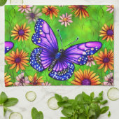 Linge De Cuisine Belle prairie à papillon pourpre (Plié)