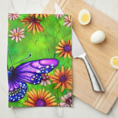 Linge De Cuisine Belle prairie à papillon pourpre (Quart Plié)