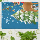 Linge De Cuisine Belle renne dans la neige (Plié)