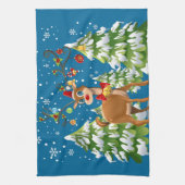 Linge De Cuisine Belle renne dans la neige (Vertical)