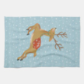 Linge De Cuisine Belle renne et chute de neige (Horizontal)