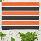 Linge De Cuisine Belles bandes d'Halloween en orange et noir (Plié)