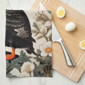 Linge De Cuisine Belles fleurs blanches de macareux atlantique (Quart Plié)