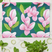 Linge De Cuisine Belles fleurs de Magnolia rose (Plié)