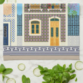 Linge De Cuisine Belles maisons portugaises avec tuiles ou azulejos (Plié)