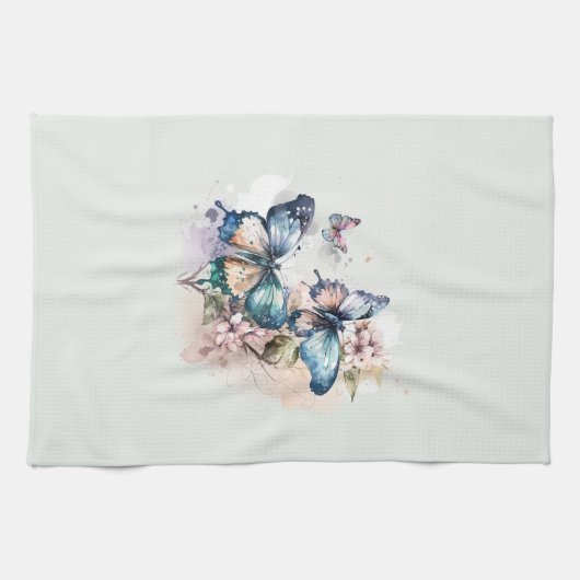 Linge De Cuisine Belles papillons et fleurs (Horizontal)