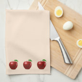 Linge De Cuisine Belles pommes rouges sur beige clair (Quart Plié)