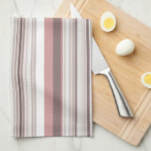 Linge De Cuisine Belles rayures brunes blanches (Quart Plié)