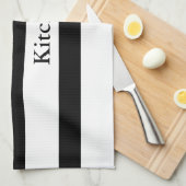 Linge De Cuisine Belles rayures noir et blanc (Quart Plié)