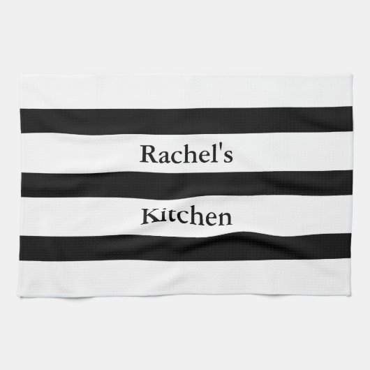 Linge De Cuisine Belles rayures noir et blanc (Horizontal)