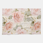 Linge De Cuisine Belles Roses Fleurs Rose Saumon Fête de Mariage (Horizontal)
