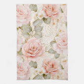 Linge De Cuisine Belles Roses Fleurs Rose Saumon Fête de Mariage (Vertical)