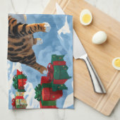 Linge De Cuisine Bengale Chat Noël Festive Scène de neige (Quart Plié)