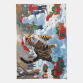 Linge De Cuisine Bengale Chat Noël Festive Scène de neige (Vertical)