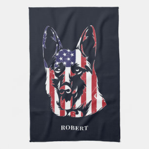 Linge De Cuisine Berger Allemand Drapeau USA Personnalisé