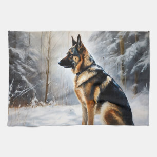 Linge De Cuisine Berger Allemand Qu'il neige Noël