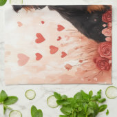 Linge De Cuisine Berger australien avec Rose - Saint Valentin (Plié)