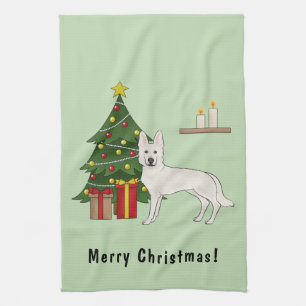 Linge De Cuisine Berger Blanc Suisse GSD Sapin de Noël vert
