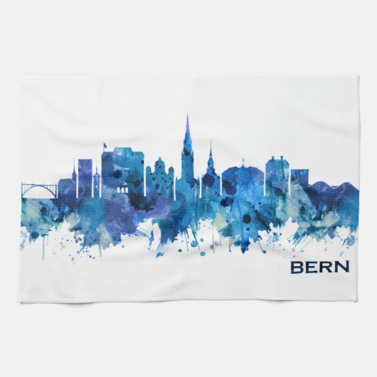 Linge De Cuisine Bern Suisse Skyline Blue (Horizontal)