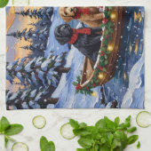 Linge De Cuisine Bernedoodle Christmas Boat Holiday (Plié)