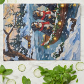 Linge De Cuisine Bernese Mountain Dog Christmas Boat Holiday (Plié)