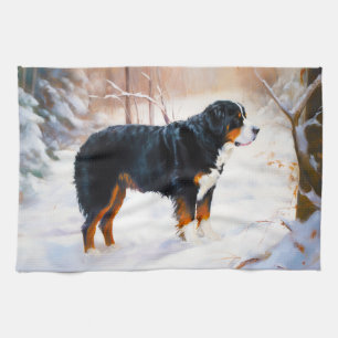 Linge De Cuisine Bernese Mountain Qu'il neige Noël