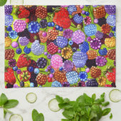 Linge De Cuisine Berries Fraises Blueberries Framboises grandes (Plié)