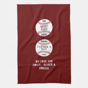 Linge De Cuisine Best Papa Baseball Balls Red Happy Père`s Day