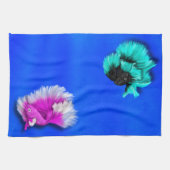 Linge De Cuisine Betta Fish Duo, noir & turquoise, blanc & rose (Horizontal)