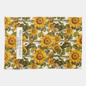 Linge De Cuisine Beurre de fleurs de tournesol automne blanc (Horizontal)