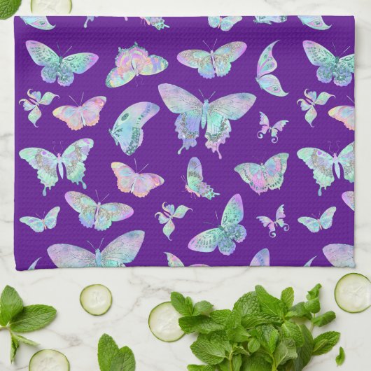 Linge De Cuisine Beurre d'Iridescente sur violet (Plié)