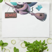 Linge De Cuisine Beware Cute Witch Sloth Flying on Broom Halloween  (Plié)