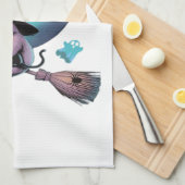 Linge De Cuisine Beware Cute Witch Sloth Flying on Broom Halloween  (Quart Plié)