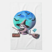 Linge De Cuisine Beware Cute Witch Sloth Flying on Broom Halloween  (Vertical)