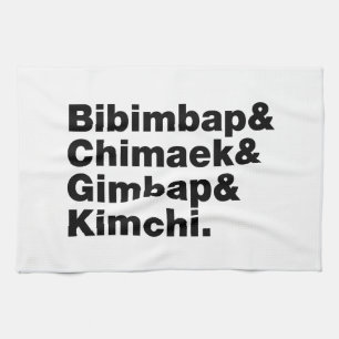 Linge De Cuisine Bibimbap & Chimaek & Gimbap & Kimchi. Aliments cor