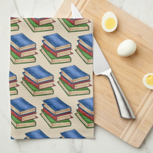 Linge De Cuisine Bibliothèque Pile de livre enseignant Bibliothécai (Quart Plié)