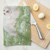 Linge De Cuisine Bichon Frise Bleuets (Quart Plié)